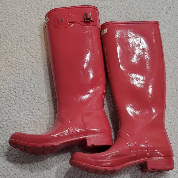 Hunter womens Wellington Boots waterproof Pink Size 9 - Picture 6 of 7